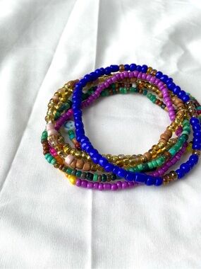 Six Beaded Stackable Bracelets